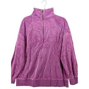 Wild Fable Quarter Zip‎ Sweatshirt Medium Purple Velour Jacket Relaxed Fit Layer